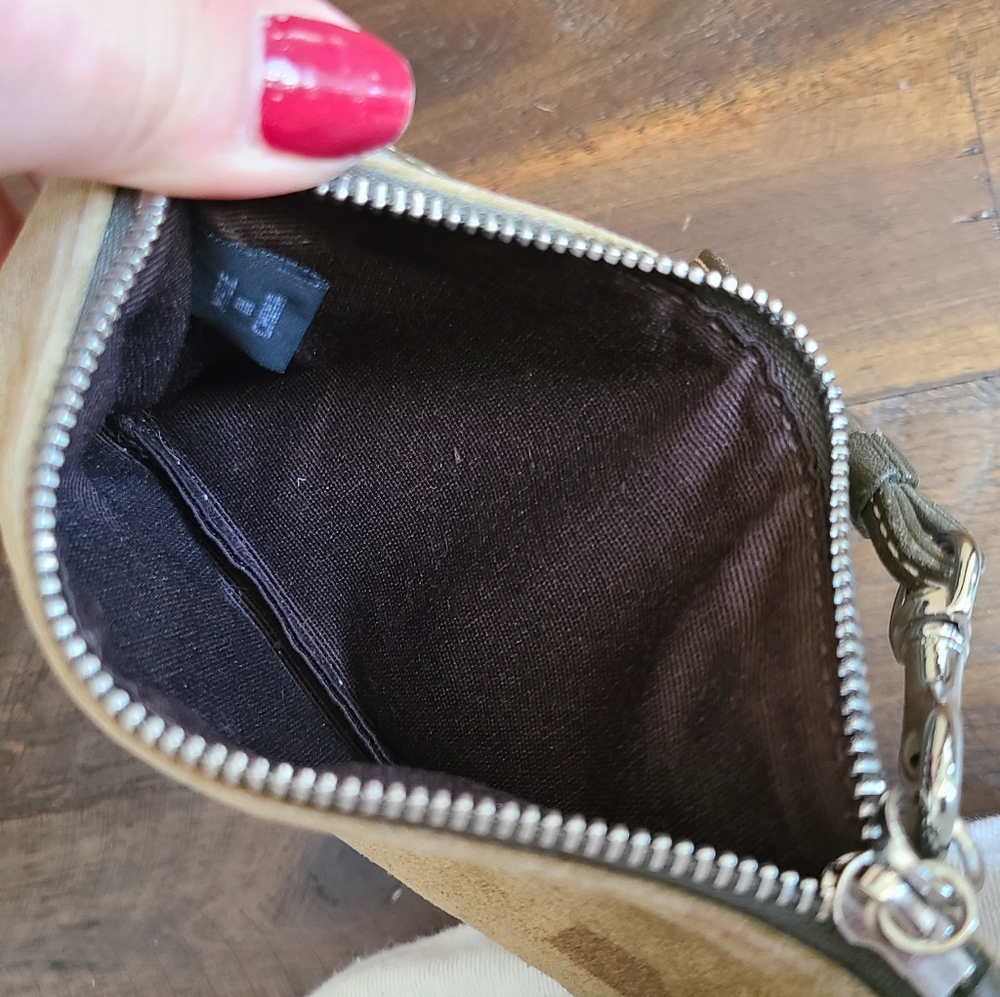 Coach Suede Olive Green Wristlet - Picture 7 of 10
